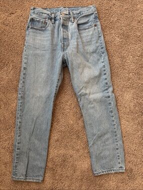 Levi's 501 button fly Light Blue Women's Straight-Leg Jeans-Cropped